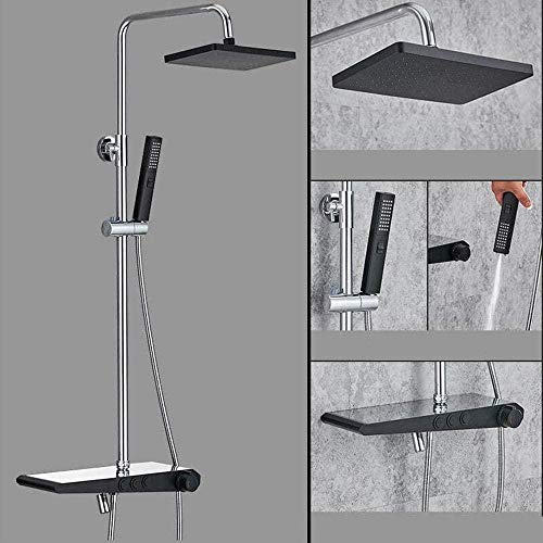 SENNIAN Doucheset van roestvrij staal met plank wandmontage zwart-J