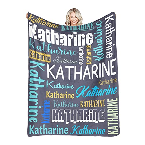 Personalized Blanket for Kids Adults Personalized Name Blanket Custom Blanket with Name Personalized Gifts for Christmas Birthday Valentines Day Mothers Fathers Day (Dark Gray&Colorful, 60"x80")