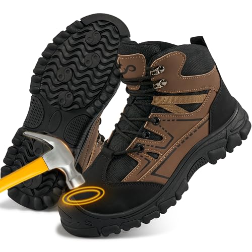 Ablanczoom Waterproof Steel Toe Boots for Men Slip Resistant Safety Work Industrial Construction...