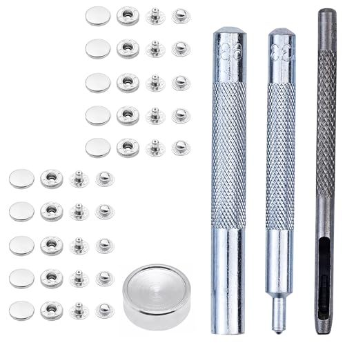 Boutons-pression à ressort en S Weddecor 15 mm argentés avec outils de fixation pour couture