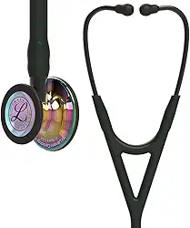 Estetoscópio 3M Littmann Cardiology IV 6240 - Tubo Preto e Acabamento Rainbow Polido