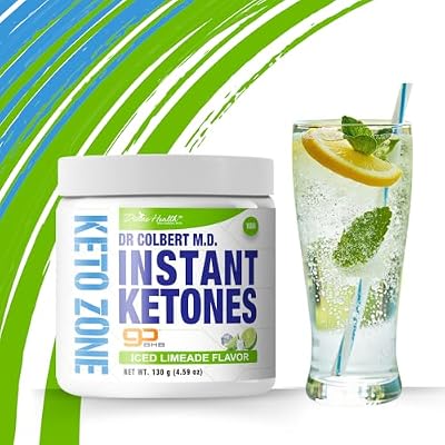 Dr Colbert, MD Instant Ketones Powder | Limeade Flavor | Keto Zone | Divine Health | Recommended in The Keto Zone Diet Book | GoBHB | Exogenous BHB Ketone Salts | 4.59oz | 21 Servings