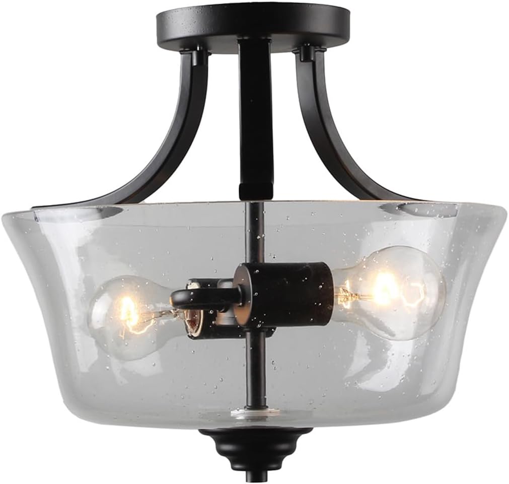 Minka Lavery 4922-84 Shyloh Semi-Flush, 2-Light, 120 Total Watts, 13.25-in H x 11.75-in W, Brushed Nickel