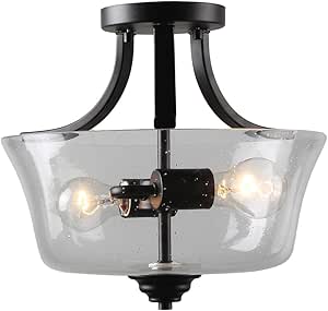 Minka Lavery 4922-66A Shyloh Semi-Flush, 2-Light, 120 Total Watts, 13.25-in H x 11.75-in W, Coal Black