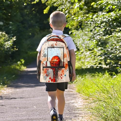 Sac à dos d'école imprimé basket avec compartiment pc large