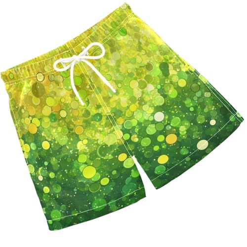 Pigsaly Boys Swim Trunks Gradient Flashing Gold Lemon Yellow Green Gold Glitter Boys Board Shorts Swimsuit Swimwear 2T