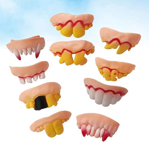 Miniatura 5 de 30 piezas de dientes de sangre falsos de vampiro colmillos dientes feos dientes falsos broma juguete dientes preocupados dientes divertidos abril