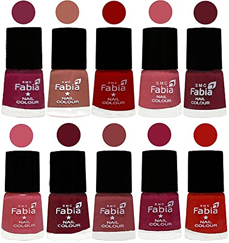 Image of SMC Fabia ALL IN ONE (PACK OF 10), Long Lasting Glossy Nail Polish, 6 ml Each, All Vibrant Colours,02393