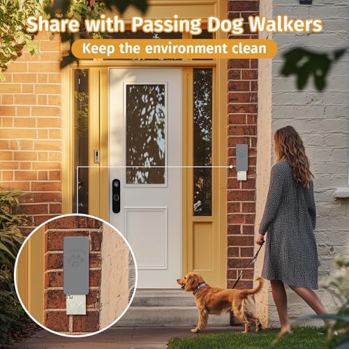 Image of Dog Poop Bag Dispenser for Hanging Use, Grey Poop Bag Holder with Magnetic Closure, Includes 4 Rolls (60 Bags)