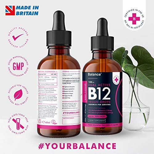 Balance Vitamin B12 Liquid Drops High Strength 3000mcg 60ml Dropper