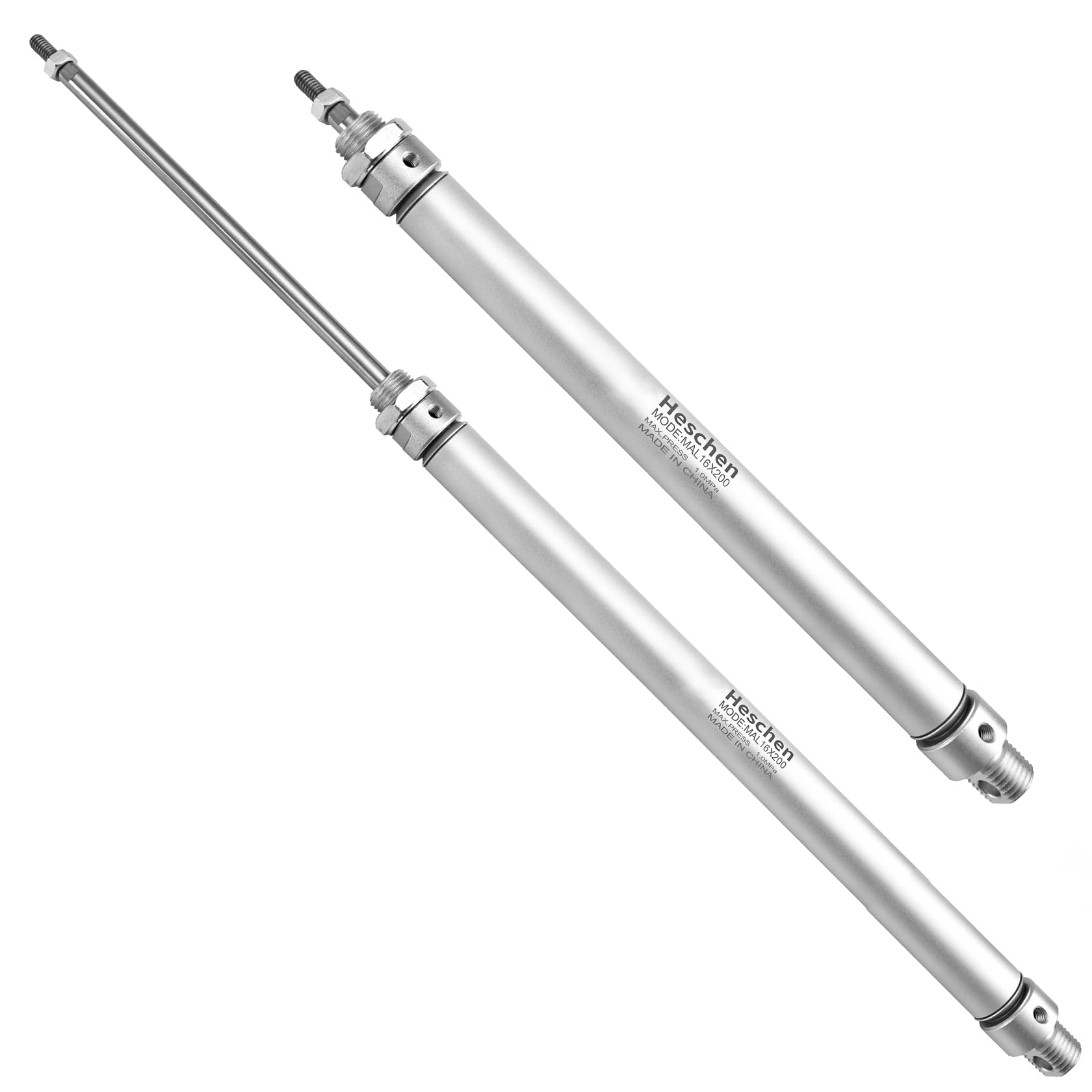 Heschen pneumatyczny wąski cylinder powietrza MAL 16-200 M5 port 16 mm otwór 200 mm skokowy podwójne działanie