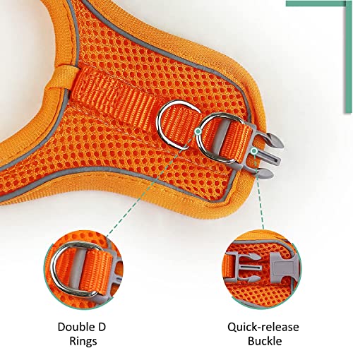 Cat Harness And Leash- Reflective Mesh Cat Vest For Walking Outdoor- Escape Proof Kitten Puppy Vest Harness -Comfort Fit, Lightweight, Easy Control Orange Medium #TOP4