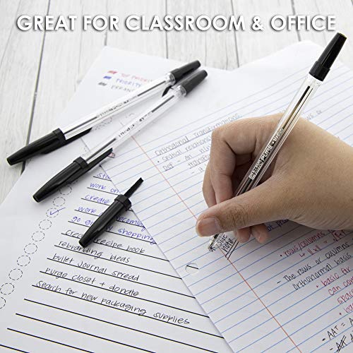 Bazic Ballpoint Pen Pure Black Color Stick Pens, 1.0 Mm Bold Point Smooth Writing, For Office School Teacher (12/Pack), 1-Pack #TOP2