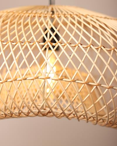 Image of Habere India-All the Cultures Fabricating India Ceiling Lamps for Living Room | Pendant Lights for Bedroom | Bamboo Hanging Lamp for Living Room (Medium - L:60 x W:49 x H:20 cm)
