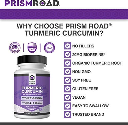 image for Prism Road Turmeric Curcumin Supplement with Bioperine Organic Turmeri