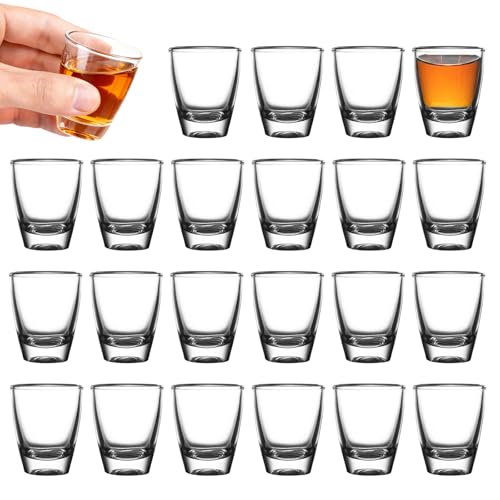 24 Verres à Shot en Verre, Verre à vin en Forme D'oeuf de 30 ml, Gobelet Direct, Avec Fond épais, Pour Liqueurs, Vodka, Ouzo, Sambuca, Tequil