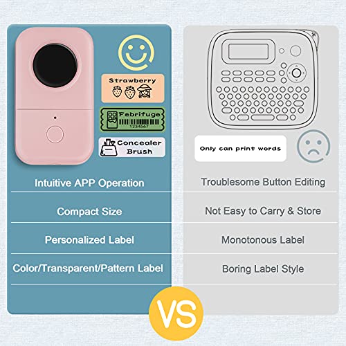 Memoking Label Maker Machine D30 Wireless Inkless Label Makers, Small Portable Label Printer, Thermal Mini Label Maker Sticker Printer Machine With Label X 5, Compatible With Ios&Android, Pink #TOP5