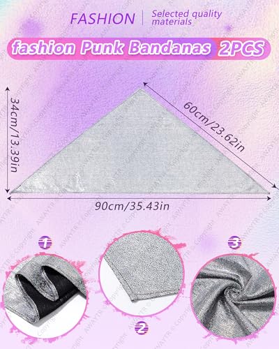 AWAYTR Y2K Hair Bandanas for Women Hair - 2Pcs Punk Head Wraps for Girls Hair Scarf Grunge Disco Head Cover2