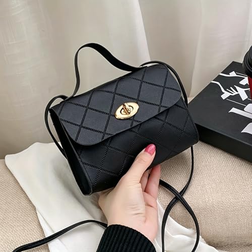 Bolsa transversal pequena para mulheres, bolsas de ombro, mini carteira de telefone, bolsa fofa para viagem e compras, Preto