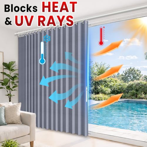 Image of AJAZZ Blackout Accordion Door Curtain 1 Panel 98 inchx78 inch Dark Blue - Magnetic Folding Room Divider, No-Drill Sliding Patio Closet