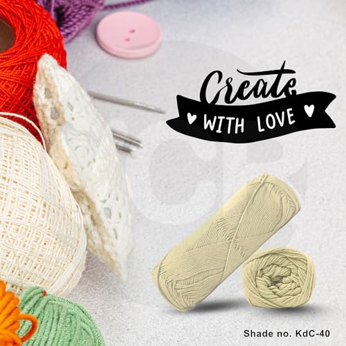 Image of VCR 4Ply Buttersoft Yarn, 100 Grams Hank, 320 Meters Length, Cotton Combed Ball for Crochet and Knitting, Soft Crosia Threads, Pack of 1 Yarn, Suitable for DIY Crafts