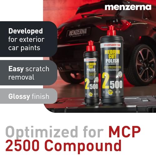 Image of MENZERNA 6 Inch Polishing Pad Medium Cut for Medium Fine Polishing I Body Repair & Detailing Pads with Safety Edge & Velcro Attachment I Washable & Long Lasting I with Hole for Anti Heat Build-Up