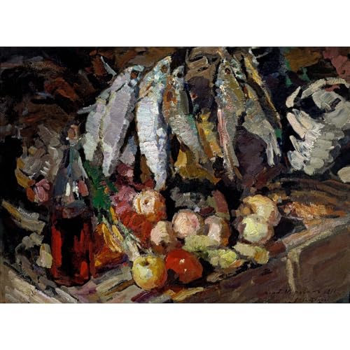 Impression giclée Konstantin Korovin Poissons vin fruits ARTICULOZY toile roulée 101,6x127 cm