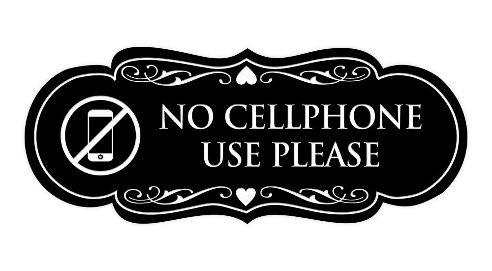 Signs ByLITA Designer (Vector) No Cellphone Use please Sign(Black) - Medium 10 Pack