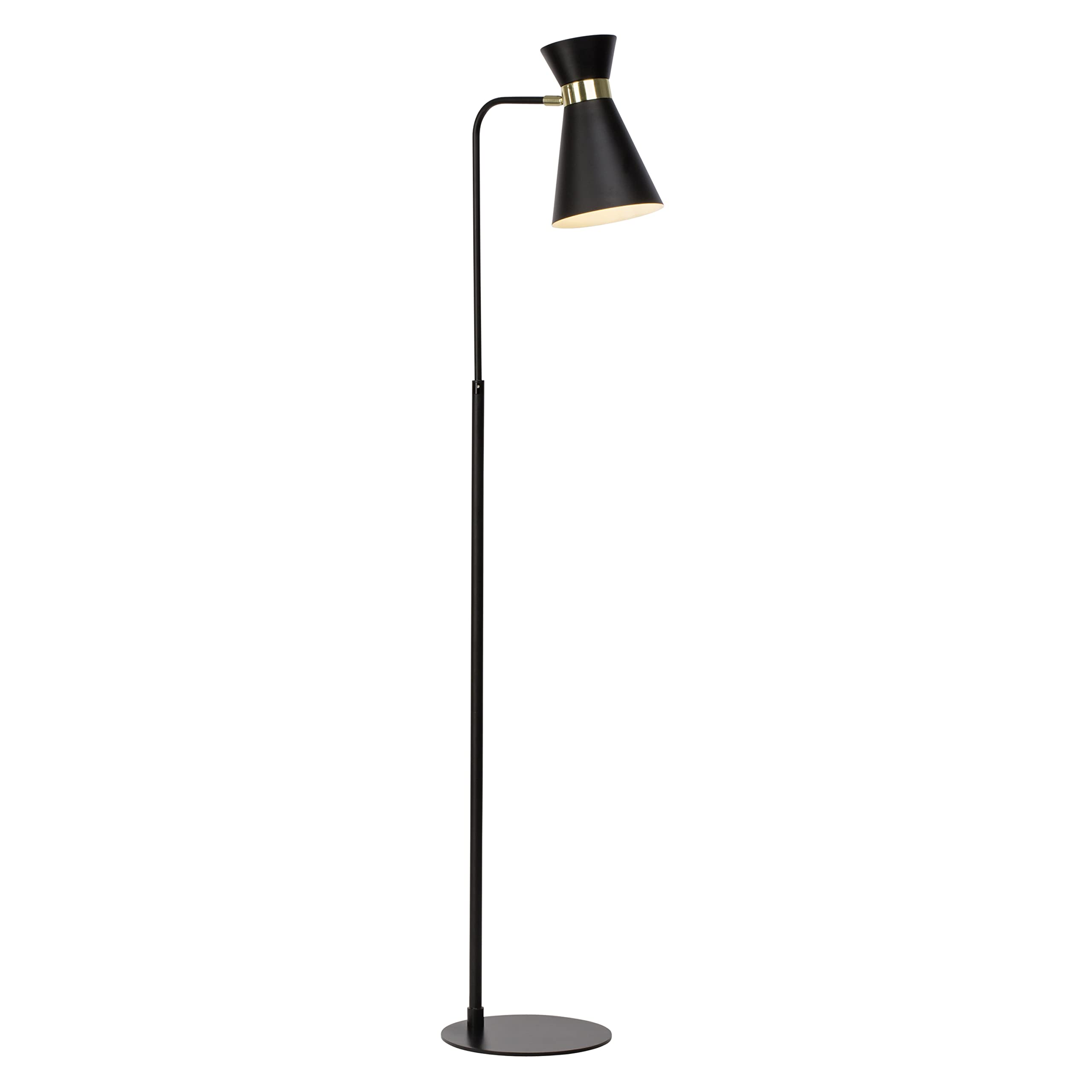 Brilliant 1 flammige Stehlampe - Standleuchte im Neo Retro Stil mit Fußschalter und schwenkbaren Kopf aus Metall, in schwarz matt/gold - 1,5m Höhe, 64458Z86