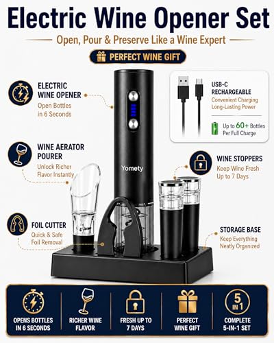 Yomety Rechargeable Electric Wine Opener Set with Base, Electric Corkscrew - Image 5