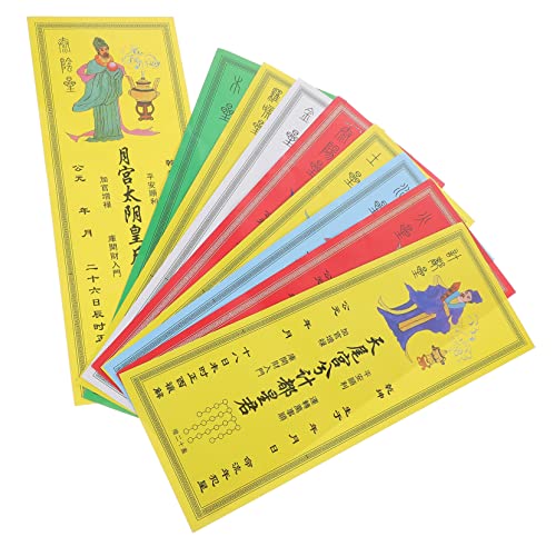 DIYEAH 9pcs Feng Shui Amulet Cards Chinese Fortune Auspicious Cards for Luck Success Feng Shui Supplies