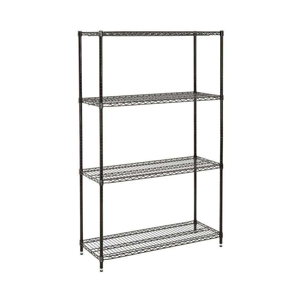 Nexel Economy Adjustable Wire Shelving Unit, 4 Tier, NSF Listed Commercial Storage Rack, 24" x 36" x 74", Black Epoxy
