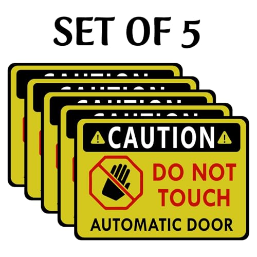 Image of CVANU Caution Do Not Touch Automatic Door Warning Safety Self-Adhesive Waterproof PVC Vinyl Sign Sticker Size (11.7inchX8.3inch) Pack of 5