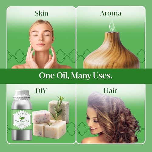 Image of Siva Tea Tree Essential Oil 16 Fl Oz - for Diffuser, Skin & Hair Care - Ideal for Massage & DIY Blends