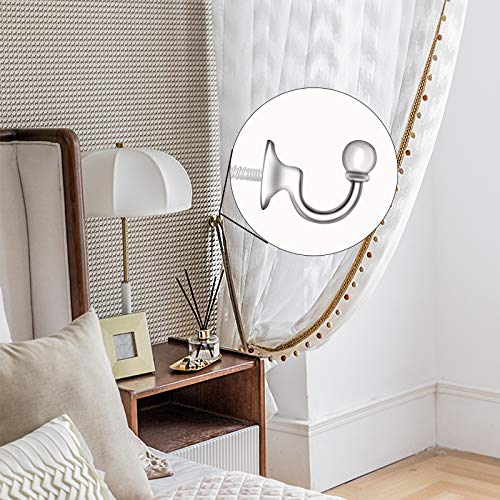 4 PCS Curtain Tie Backs Hooks, Ball End Heavy Duty Hook Curtain Holdbacks Hooks U Shaped Silver Hook Curtains Tie Back Fixings for Clothes Coat Hanger - Image 6