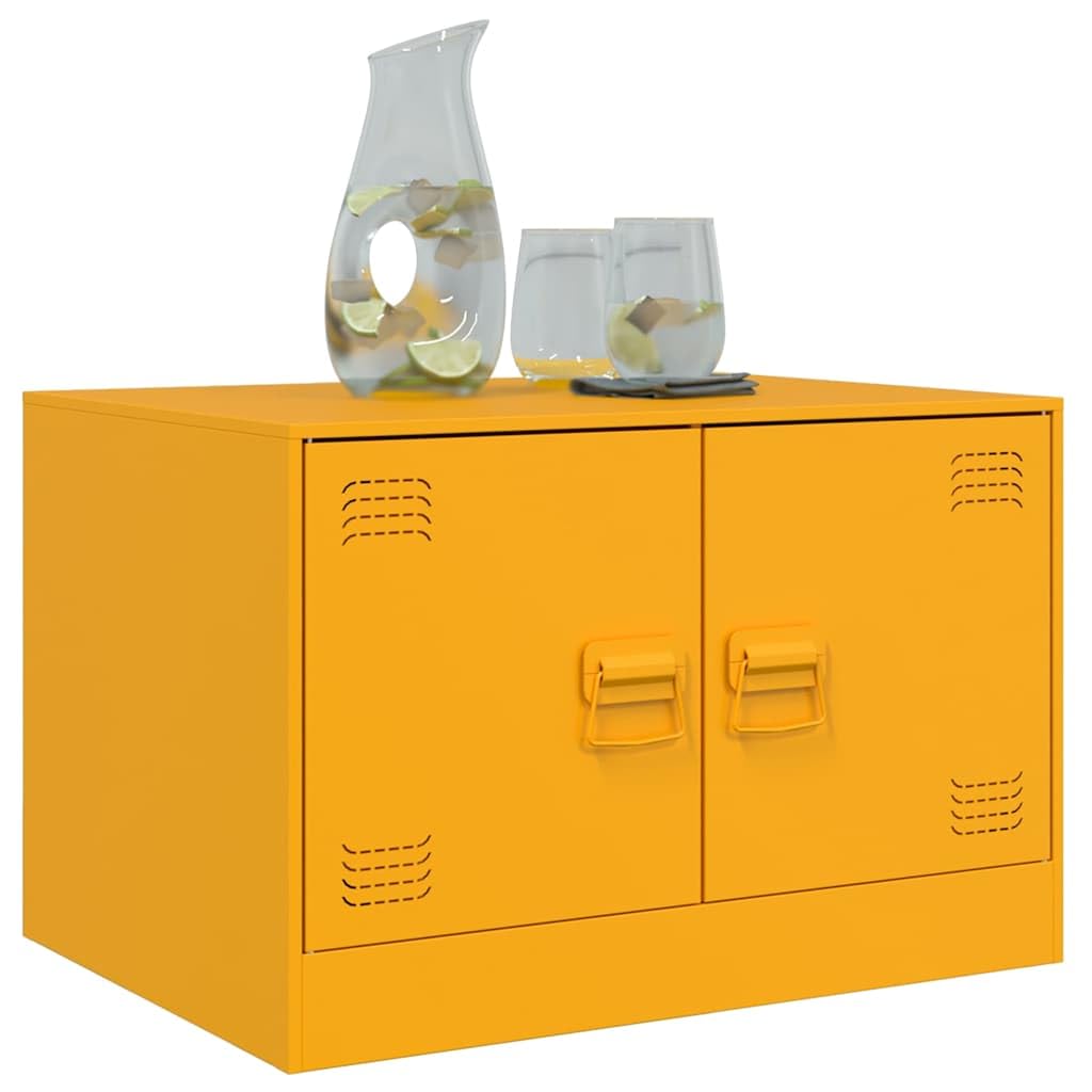 Tavolino da salotto giallo senape, 67 x 50 x 44 cm, in acciaio