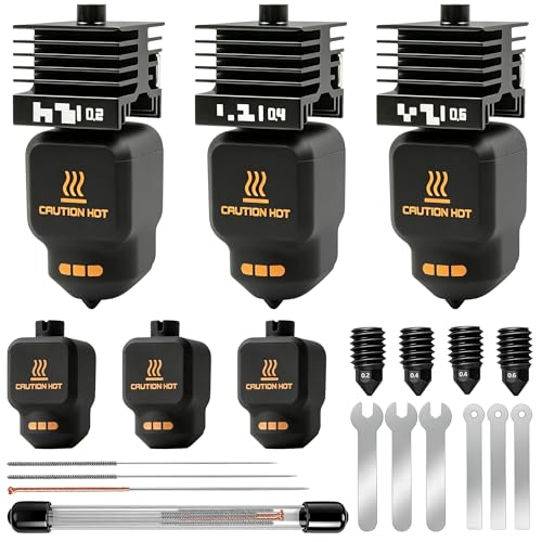 3-Pack 0.2MM+0.4MM+0.6MM P2S Hotend Kit for Bambu Lab P2S/X2D/H2D/H2S Extruder Upgrade Include Hardened Hohe Temperaturen Steel Nozzle for Bambu Lab 3D-Drucker Zubehör