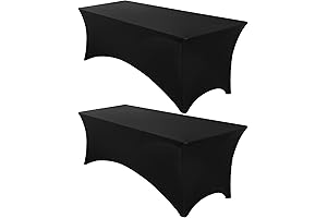 Fixwal Black Rectangle 8ft Table Cloths (2-Pack)