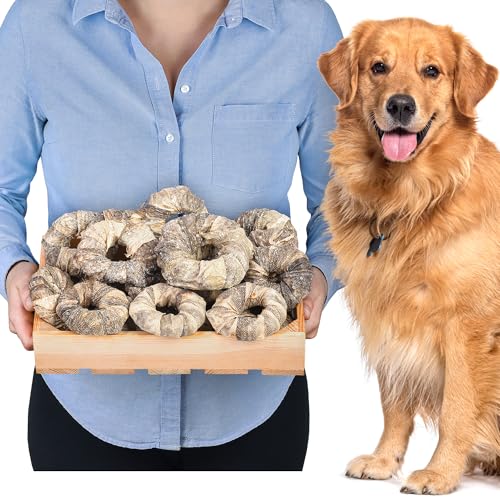 Anillos para piel de bacalao, 1 kg (aprox. 19 – 24 unidades) | Natural y secado al aire libre | Sin cereales y bajo en grasa | Hipoalergénico | Apoya la salud dental