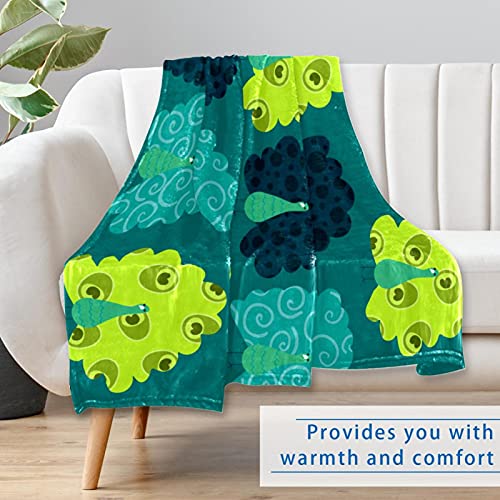 Couverture chaude et moelleuse imprimé paon isolante pour lits - 7