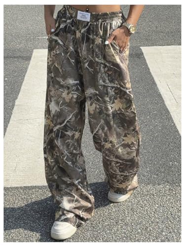 Milumia Girl's Camo Print High Waisted Trousers Wide Leg Baggy Casual Pants4