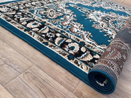 Image of TTC THREAD & TEXTURE CARPET Traditional Comfort: Power-Loomed Carpets for Living Room- Every Space Area Rug Color Blue Size 6x8 Feet (180x235cm)