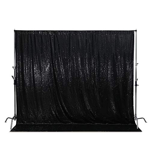 40% Off Discount SquarePie Sequin Backdrop Opaque Non-Transparent Satin Photo Booth Photography Background Selfie Wall Video Live Sparkly Curtain for Wedding Patry 10FT x 10FT Black