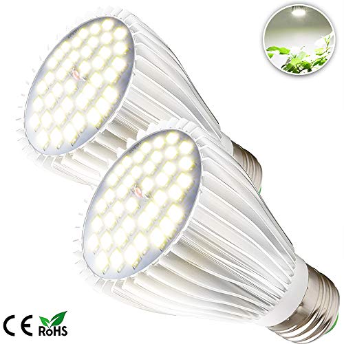 MILYN Lot de 2 lampes LED pour plantes 30 W Blanc lumière du jour Spectre complet Lampe de croissance E27 40 LED pour serres, jardins d'intérieur, plantes d'intérieur, plantes hydroponiques