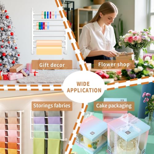 Image of Xbsyhx 7 Tier Wall Mount Ribbon Organizer, Metal Rack for Craft Room