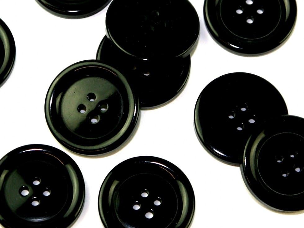Minerva Botones redondos negros de plástico (paquete económico) de 23 mm, paquete de 100 unidades