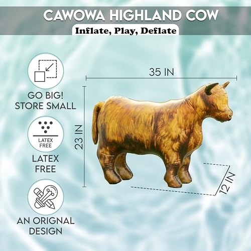 Image of Highland Inflatable Cow, Decorations for Birthday Party Supplies, Cow Wild West Farm Theme Gift Toy, Blow Up Bull UFO Cow Decor, Inflables Para Fiestas Buffalo Balloon, Bison Ox Fun Decoy