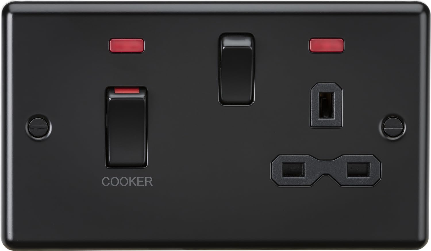 Knightsbridge 45A Dp Switch And 13A Switched Socket With Neons - Matt Black 5056270833065