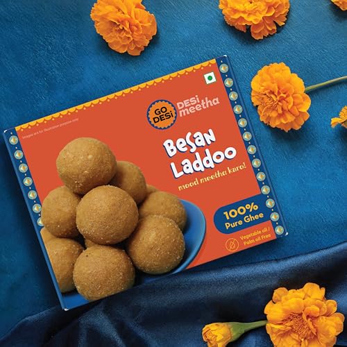 GO-DESi-Besan-Ladoo-200-grams-with-Diya-Made-with-Pure-Ghee-Diwali-gifts-for-family-and-friends-Diwali-gift-hampers-Desi-Fun-Diwali-Gift-Hamper