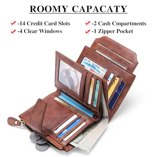 Image of FALAN MULE Small Wallet for Women Leather Bifold Compact RFID Blocking Small Womens Wallet Purse